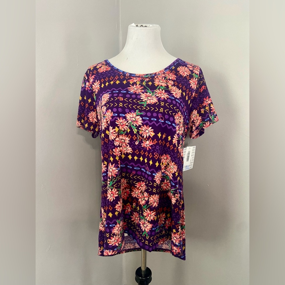 LuLaRoe Classic T Shirt NWT Purple Abstract Floral Short Sleeve